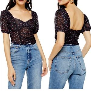 TopShop Ruched Mesh Top